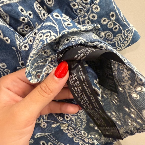 SOLD - 100% Cotton Zara Blue and White Long Sleeve Dress - Picture 7 of 7